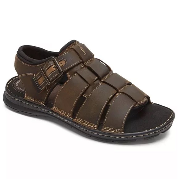 Rockport  Men’s Darwyn Strap Leather Sandal Brown Black NEW NIB - Picture 3 of 12